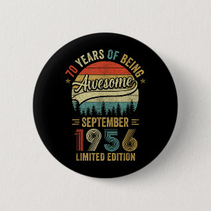 Badge Rond 5 Cm Anniversaire vintage septembre 1956 70 ans 70e ann