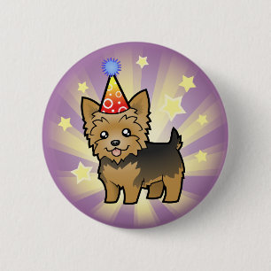 Badge Rond 5 Cm Anniversaire Yorkshire Terrier (cheveux courts