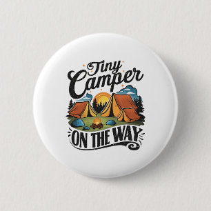 Badge Rond 5 Cm Annonce de grossesse pour amateur de camping en Ti