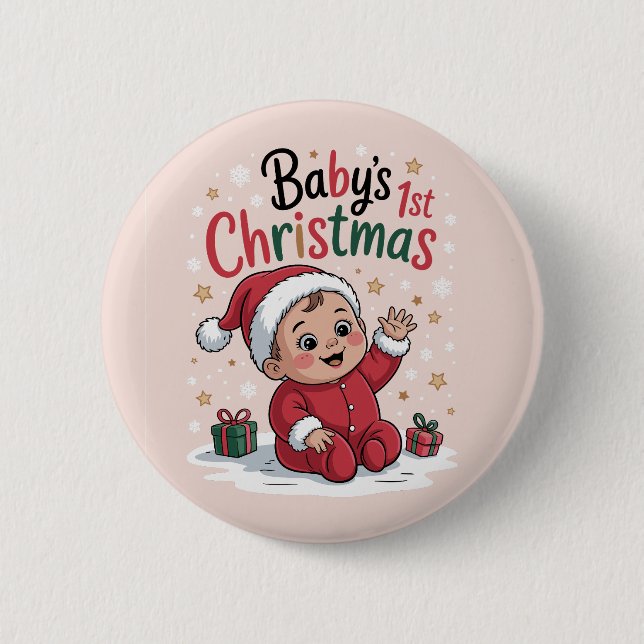 Badge Rond 5 Cm Annonce de la 1ère grossesse de Noël de la Materni (Devant)