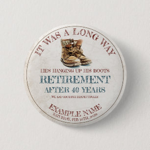 Badge Rond 5 Cm Annonce de retraite avec de vieilles éperons