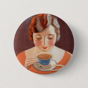 Badge Rond 5 Cm Annonce potable de peinture de thé de femme