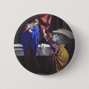 Badge Rond 5 Cm Annonciation à la Bienheureuse Vierge Marie par Or