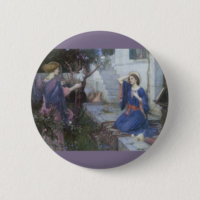 Badge Rond 5 Cm Annonciation de John William Waterhouse (Devant)