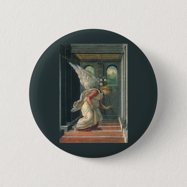 Badge Rond 5 Cm Annonciation (détail ange) par Sandro Botticelli (Devant)