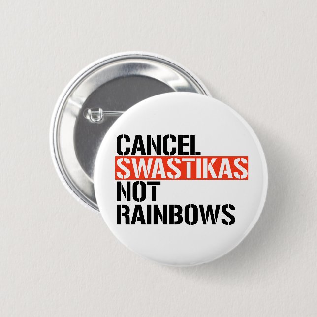 Badge Rond 5 Cm Annuler les arcs-en-ciel fascistes pas (Devant & derrière)