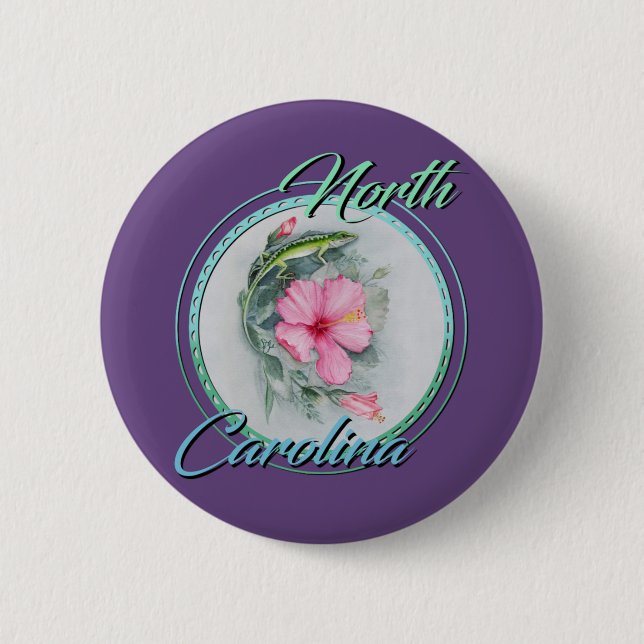 Badge Rond 5 Cm Anolis de NC & Hibiscus (Devant)