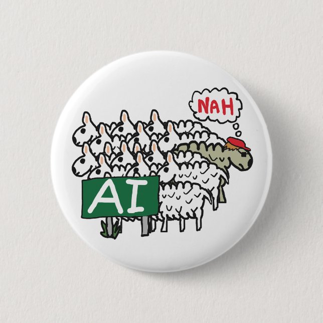 Badge Rond 5 Cm Anti AI (Devant)