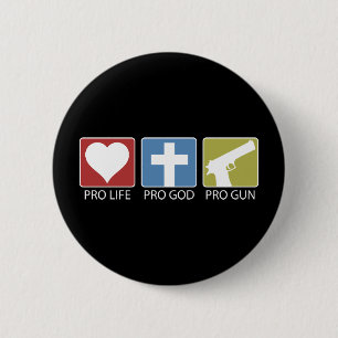 Badge Rond 5 Cm Anti-avortement, Pro God, Pro Gun