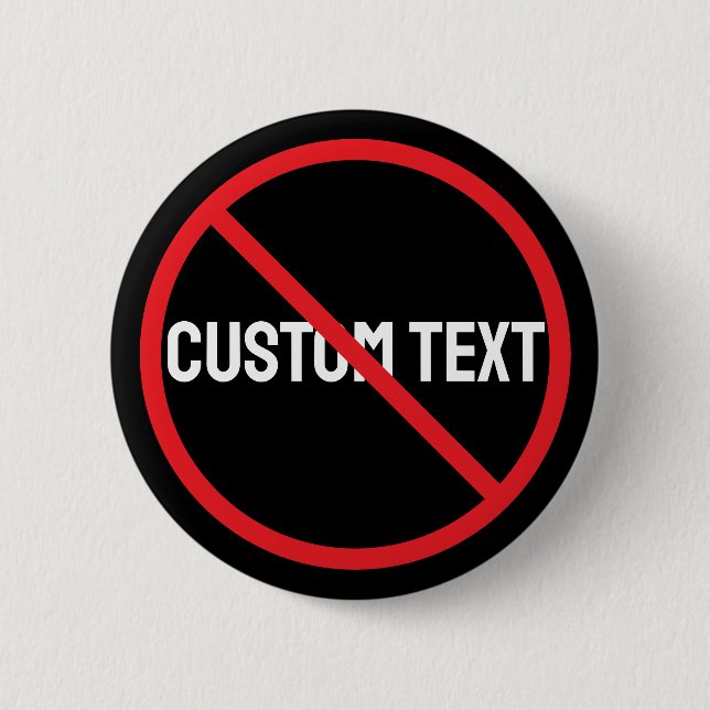 Badge Rond 5 Cm Anti Custom Text Black Round Button Design Style (Devant)