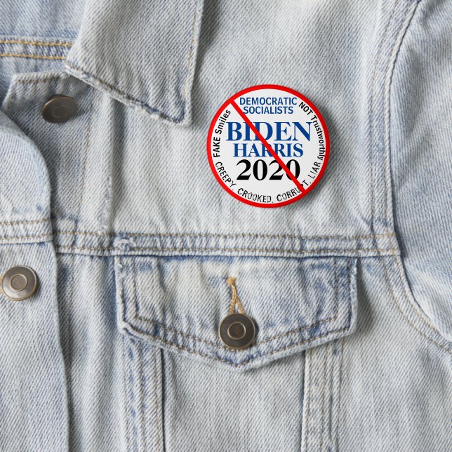 Badge Rond 5 Cm Anti Démocratique Biden Harris Éditer ANNÉE (En situation)