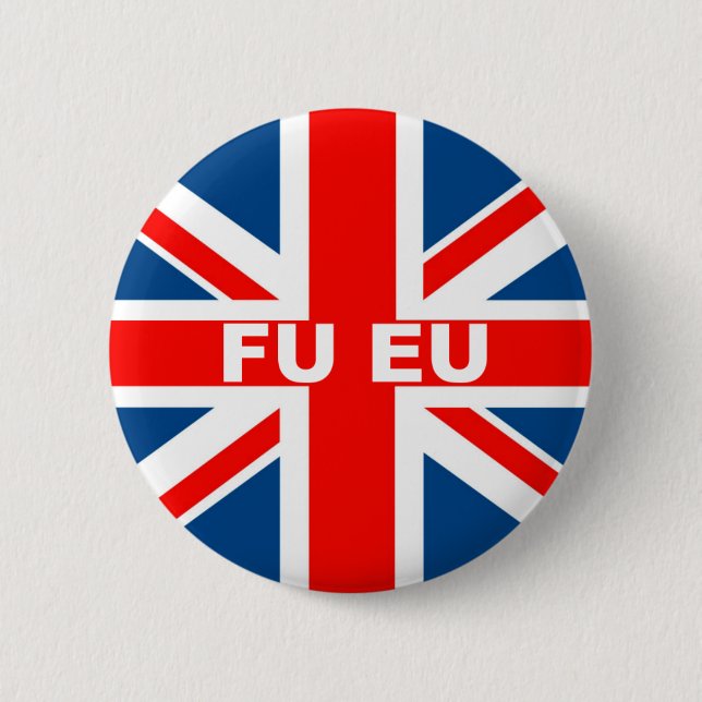 Badge Rond 5 Cm Anti drapeau d'UE les Anglais (Devant)