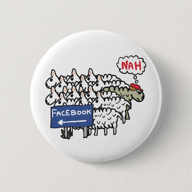 Badge Rond 5 Cm Anti Facebook (Devant)