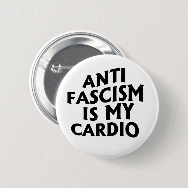 Badge Rond 5 Cm Anti-fascisme est mon Cardio (Devant & derrière)