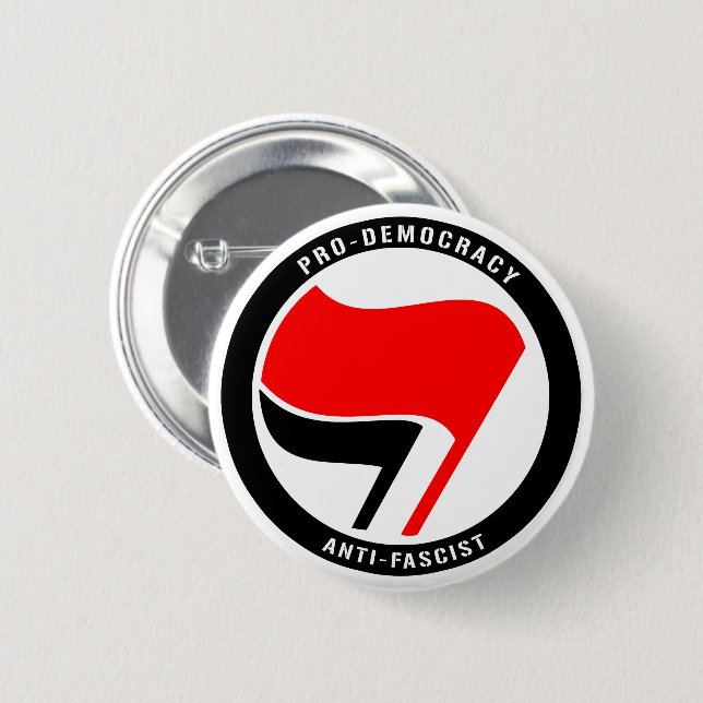 Badge Rond 5 Cm Anti-fascisme pro-démocratie (Devant & derrière)