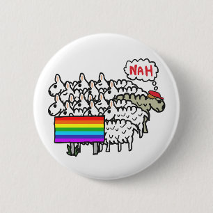 Badge Rond 5 Cm Anti Rainbow Sheep