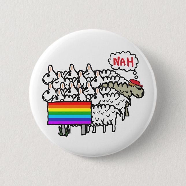 Badge Rond 5 Cm Anti Rainbow Sheep (Devant)