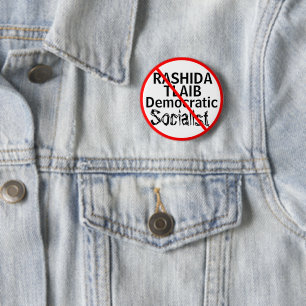 Badge Rond 5 Cm Anti-Rashida Tlaib socialiste démocratique ÉDITER