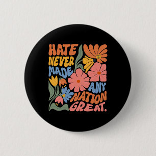 Badge Rond 5 Cm Anti Trump Floral Democratique Président libéral