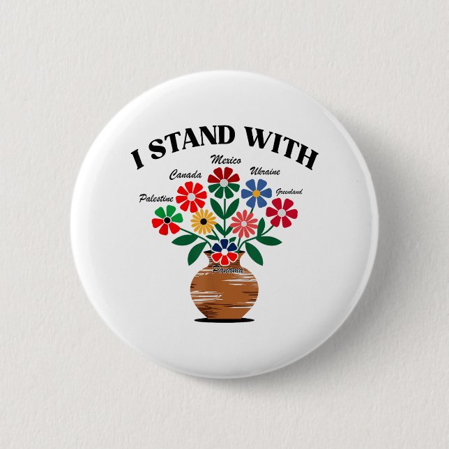 Badge Rond 5 Cm Anti Trump I stand with Canada Mexique Groenland R (Devant)