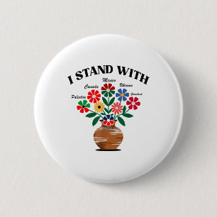 Badge Rond 5 Cm Anti Trump I stand with Canada Mexique Groenland R