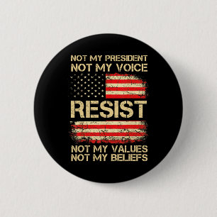 Badge Rond 5 Cm Anti-trump Résister Pas Mon Président Drapeau Amér