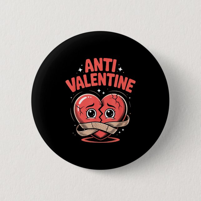 Badge Rond 5 Cm Anti Valentine Broken Heart Cute Bandaged Heart  (Devant)