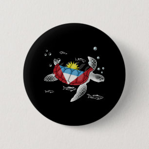 Badge Rond 5 Cm Antigua-Et-Barbuda Turtle