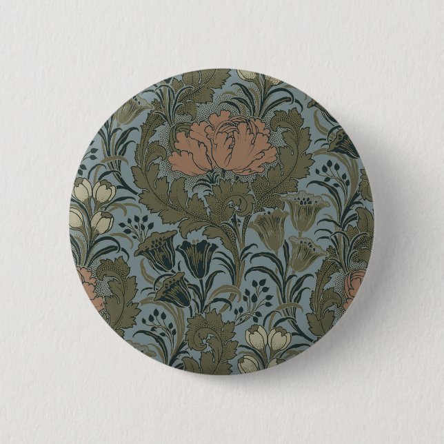 Badge Rond 5 Cm Antique Fleur Morris Jardin Fond d'écran Floral (Devant)