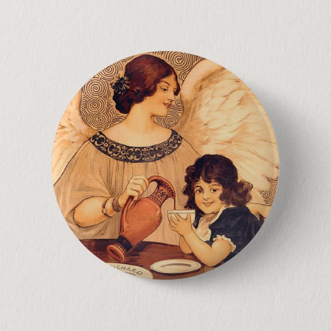 Badge Rond 5 Cm Antique française au chocolat (Devant)
