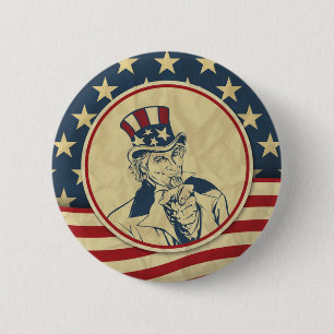 Badge Rond 5 Cm antique oncle sam