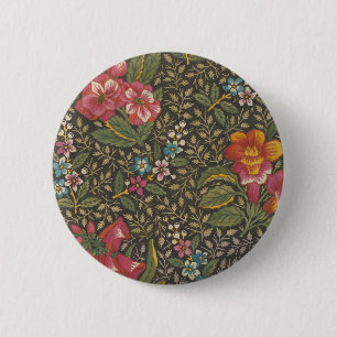 Badge Rond 5 Cm Antique Toile de Jouy 1800 Branches florales