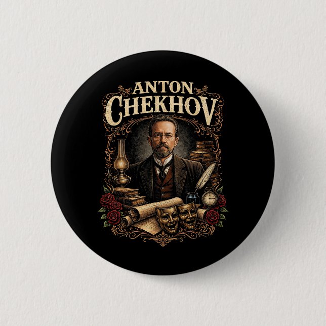 Badge Rond 5 Cm Anton Tchekhov (Devant)