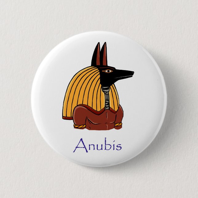 Badge Rond 5 Cm Anubis - Ancien insigne de Dieu égyptien (Devant)