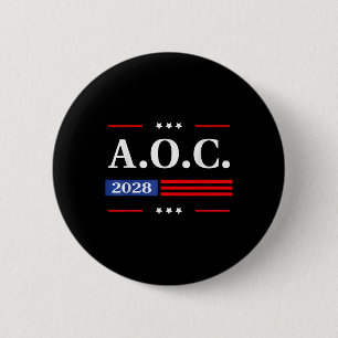 Badge Rond 5 Cm Aoc 2028 A.o.c. 2028 Pour Président American Flag