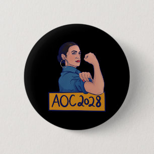 Badge Rond 5 Cm Aoc 2028 Alexandria Ocasio Cortez 2028 Manche Long