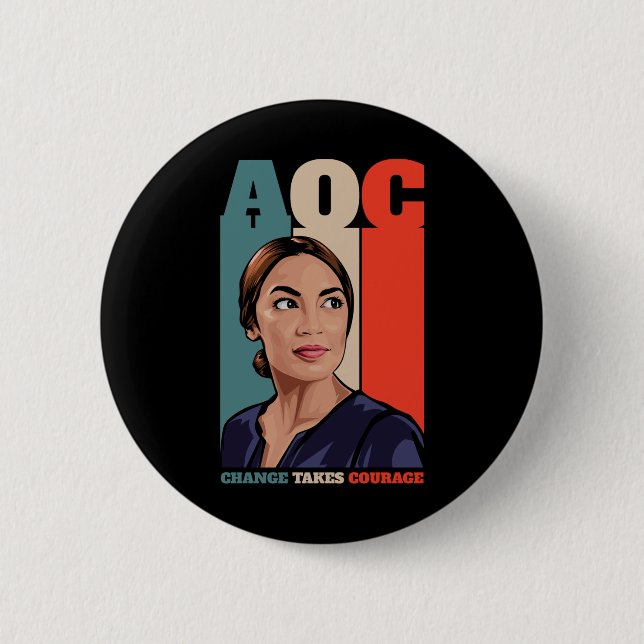 Badge Rond 5 Cm Aoc Alexandria Ocasio-cortez Première femme Présid (Devant)