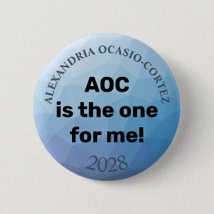 Badge Rond 5 Cm AOC l'Alexandrie Ocasio-Cortez 2028