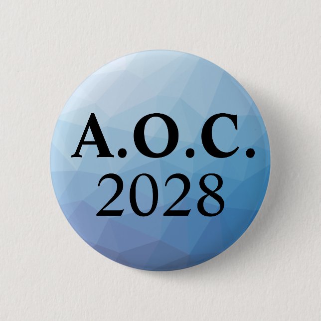Badge Rond 5 Cm AOC l'Alexandrie Ocasio-Cortez 2028 (Devant)
