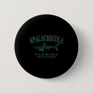 Badge Rond 5 Cm Apalachicola Floride requin vintage sarcelle art