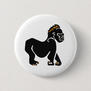 Badge Rond 5 Cm Ape - GORILLA - Guerrier de la faune - Primate