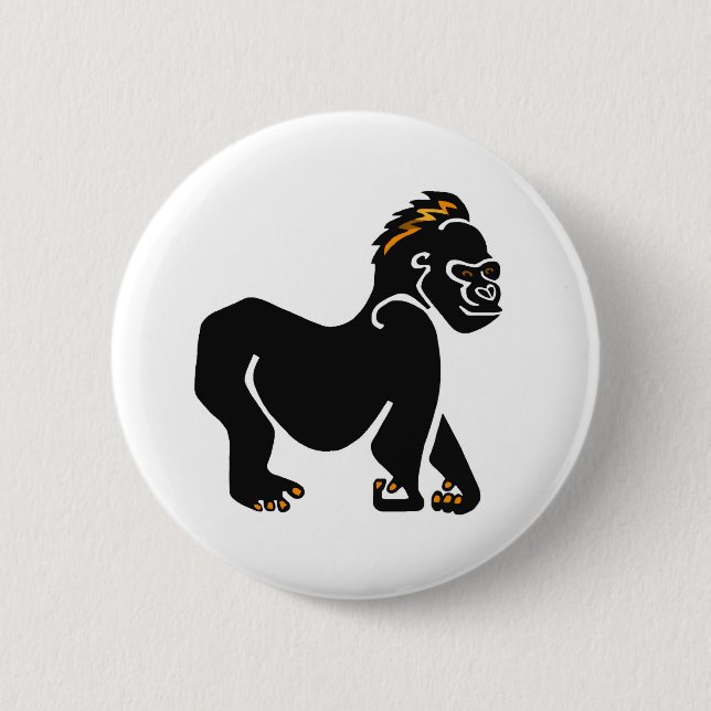 Badge Rond 5 Cm Ape - GORILLA - Guerrier de la faune - Primate (Devant)