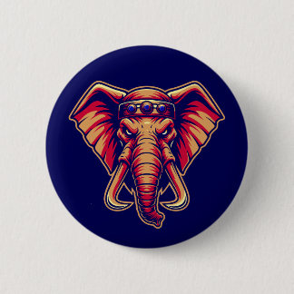 Badge Rond 5 Cm Apex Pachyderm - Navy Blue and Orange Edition