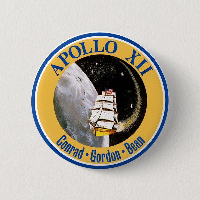 Badge Rond 5 Cm Apollo 12 : De nouveau à la lune ! (Devant)
