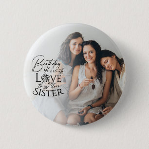 Badge Rond 5 Cm Appel à photo d'anniversaire minimaliste calligrap