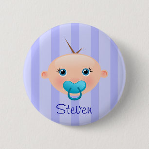 Badge Rond 5 Cm "Appelez ceci !" Bleu de visage de bébé - bouton
