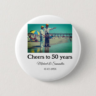 Badge Rond 5 Cm applaudissements à 50 ans anniversaire ajouter nom