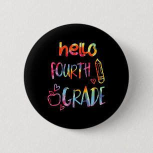 Badge Rond 5 Cm Apple Bonjour quatrième année 4ème premier jour d'