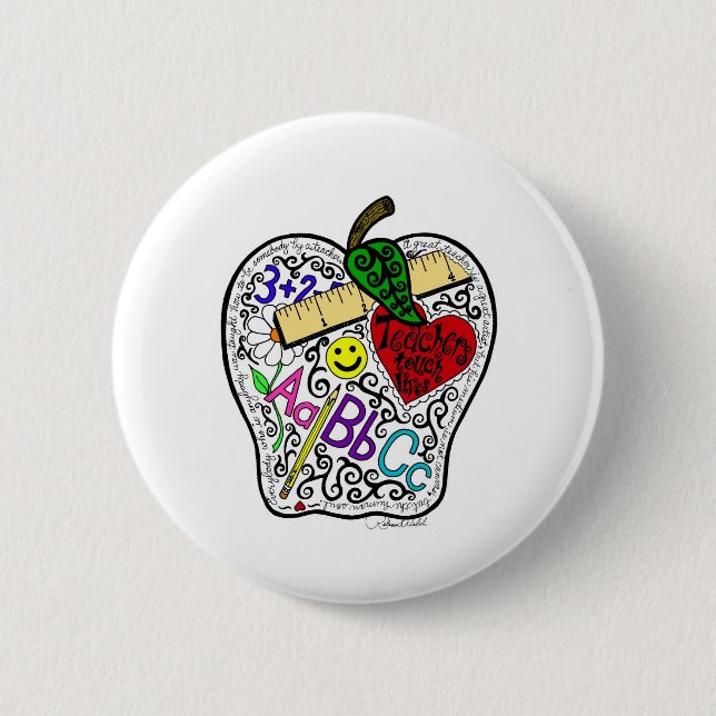Badge Rond 5 Cm Apple pour le professeur (Devant)
