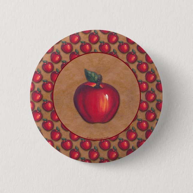 Badge Rond 5 Cm Apple rouge brunissent (Devant)